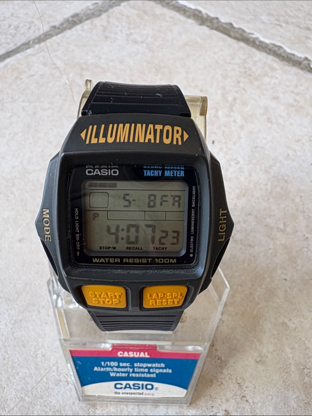 Casio Illuminator Digital Watch  Black  Yellow Accents